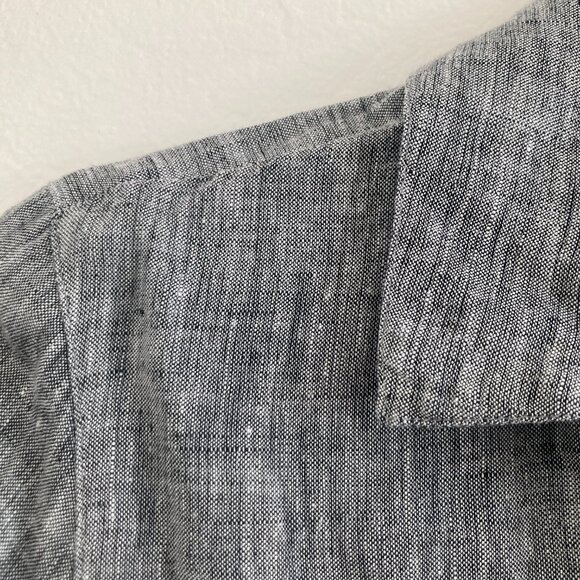 J Jill 100% Linen Tunic Top Button Front Gray Lagenlook Beach Coastal Oversized - Picture 3 of 9